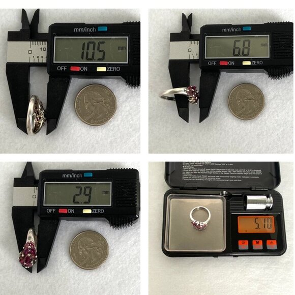 Sterling Silver 925 S&G Prong Set Garnet Marquise Cluster Cocktail Ring Sz 7.75 - Picture 10 of 16